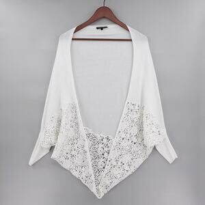 KOBI HALPERIN‎ Open Front Cardigan Womens Small White Lace Crochet Wrap Draped